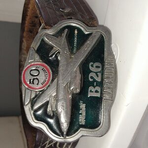 Leather Belt With B-26 Marauder Belt Buckle